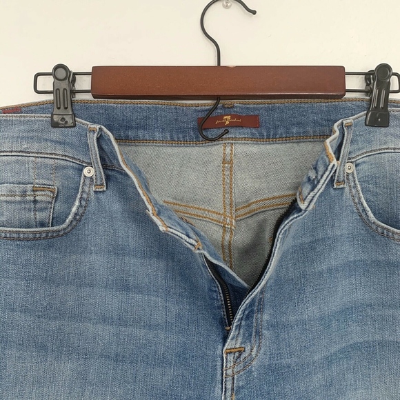 7 For All Mankind Blue High Waist Slim Kick Jeans - Picture 5 of 8